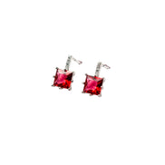 Silver Scarlet Square Studs