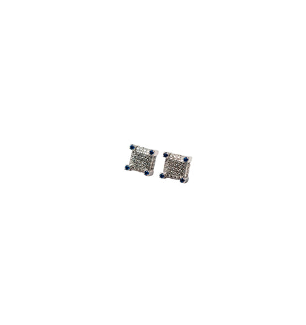 Silver Sapphire Edge Studs