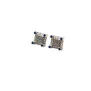 Silver Sapphire Edge Studs