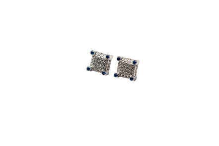 Silver Sapphire Edge Studs