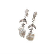 Silver Aurora Pearl Cascade Earrings