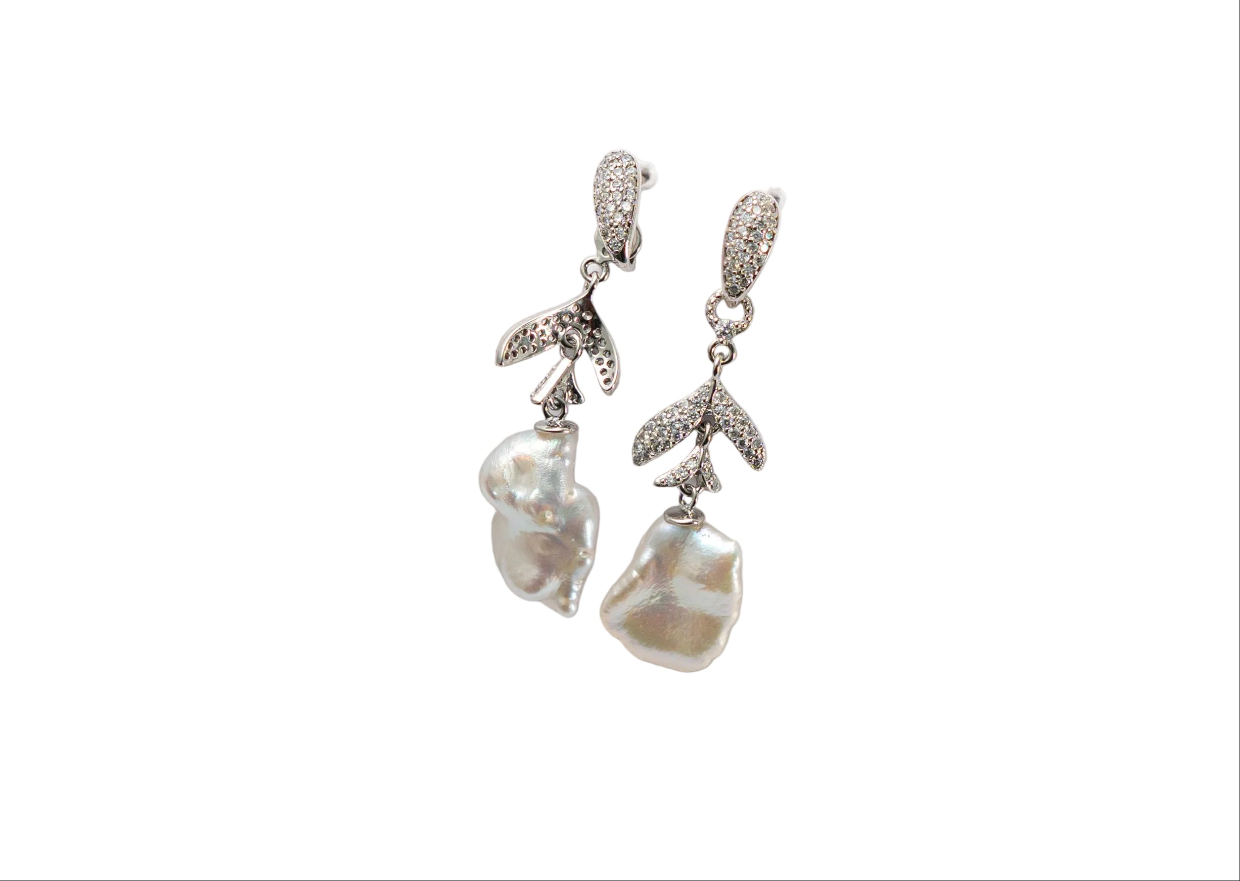 Silver Aurora Pearl Cascade Earrings