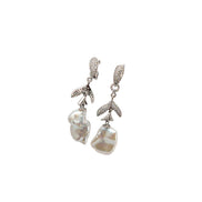 Silver Aurora Pearl Cascade Earrings
