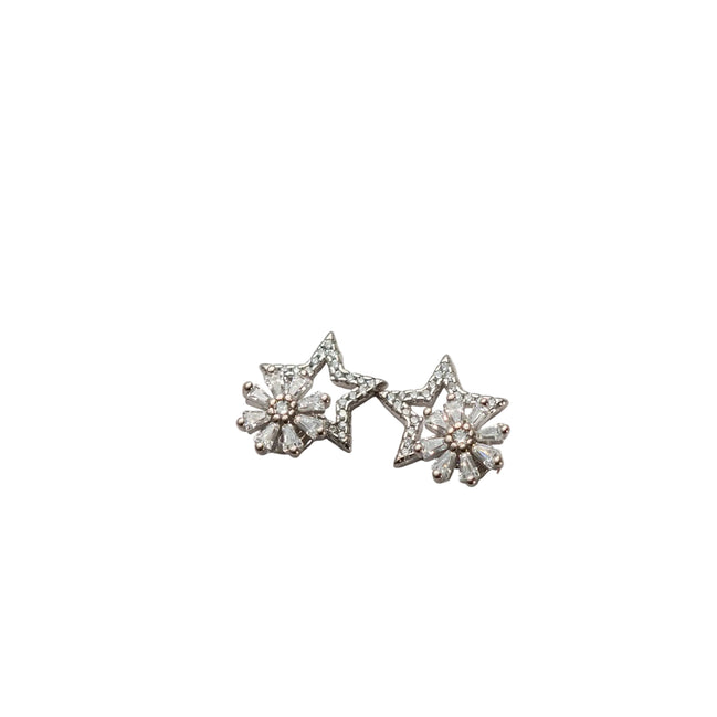 Silver Celestial Bloom Star Studs