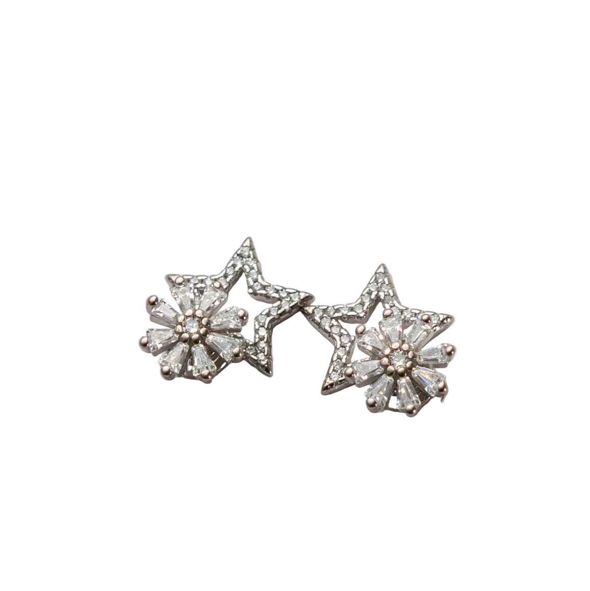 Silver Celestial Bloom Star Studs