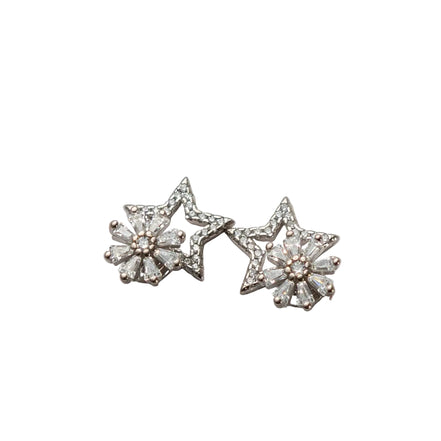 Silver Celestial Bloom Star Studs