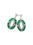 Silver Emerald Aura Statement Earrings