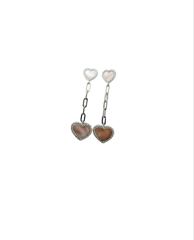 Silver Blush Heart Drops