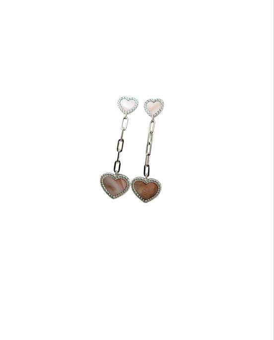 Silver Blush Heart Drops