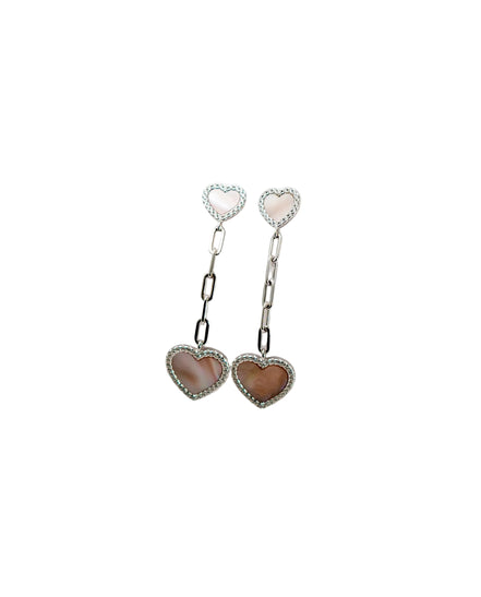 Silver Blush Heart Drops