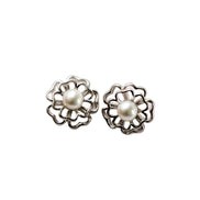 Silver Pearl Blossom Studs