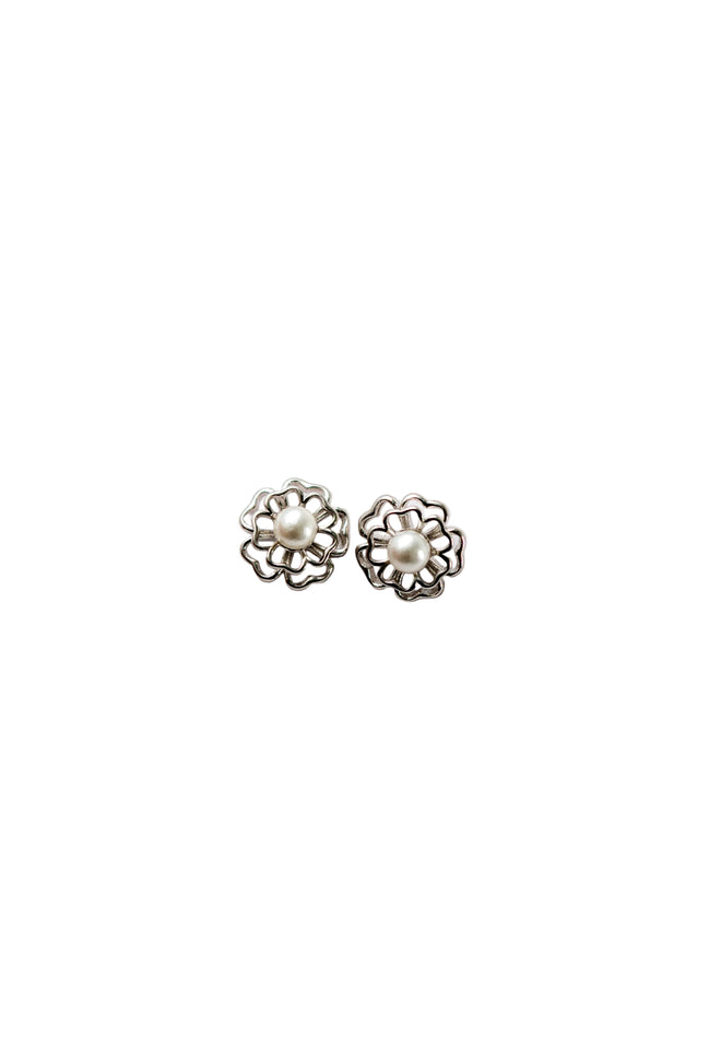 Silver Pearl Blossom Studs