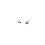 Silver Crystal Square Studs