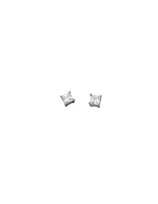 Silver Crystal Square Studs
