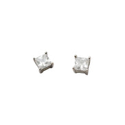 Silver Crystal Square Studs