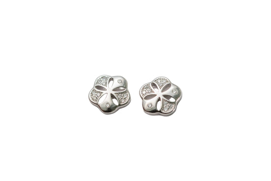Silver Bloom Clover Studs