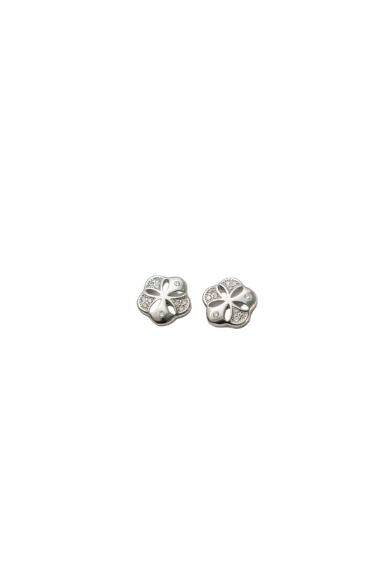Silver Bloom Clover Studs