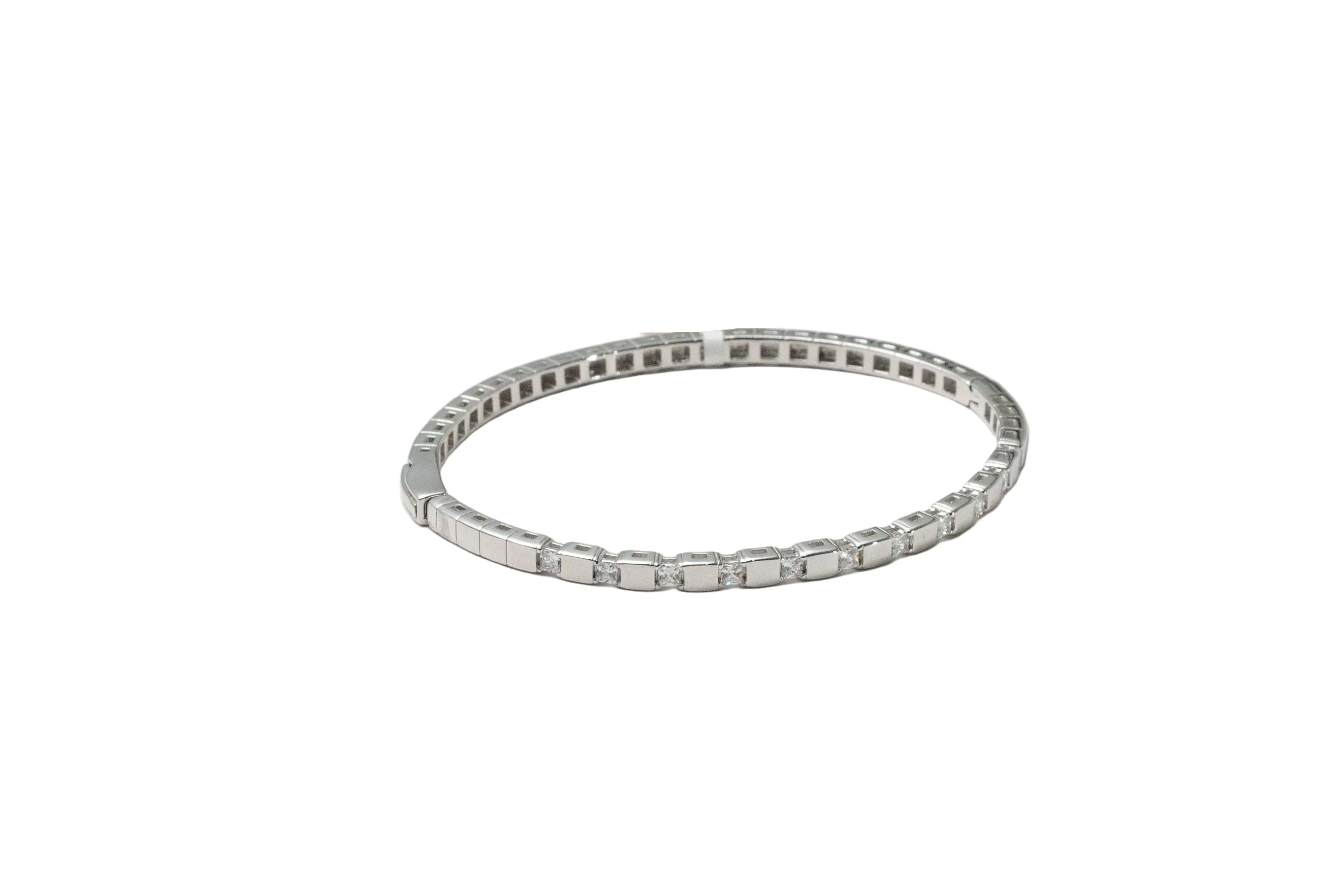 Silver Crystal Grid Ladies Kada