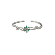 Silver Emerald Blossom Ladies Kada