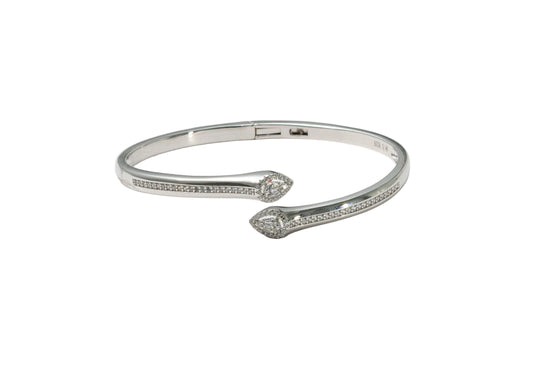 Silver Twin Leaf Spark Ladies Kada