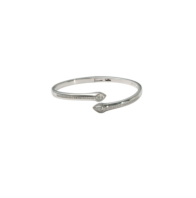 Silver Twin Leaf Spark Ladies Kada