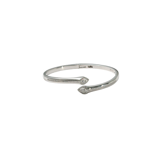 Silver Twin Leaf Spark Ladies Kada