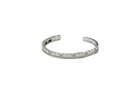 Silver Crystal Grid Cuff Ladies Kada