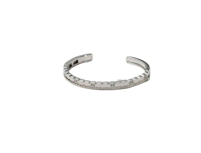 Silver Crystal Grid Cuff Ladies Kada