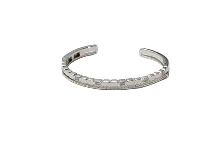 Silver Crystal Grid Cuff Ladies Kada