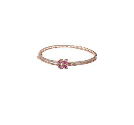 Silver Rosé Petal Ladies Kada