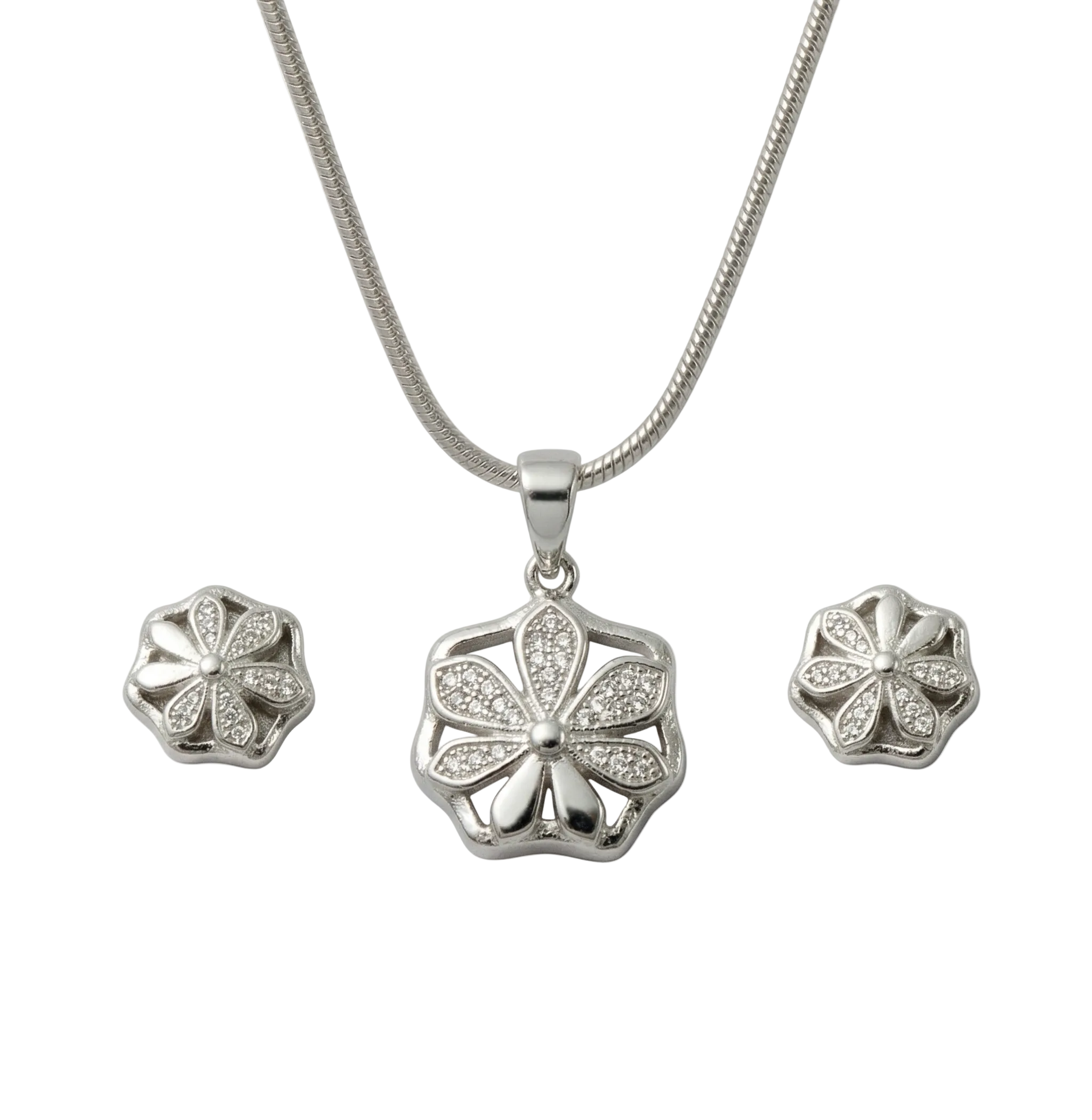 Silver Knot Pendant Set