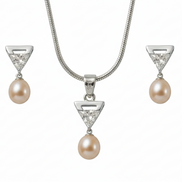 Silver Luna Pearl Pendant Set