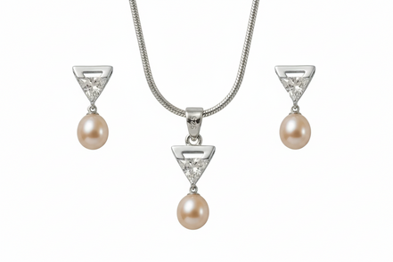 Silver Luna Pearl Pendant Set
