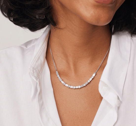 Crystal Arc Bar Necklace