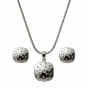 Silver Luna Dot Pendant Set