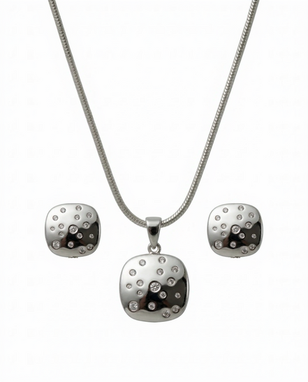 Silver Luna Dot Pendant Set