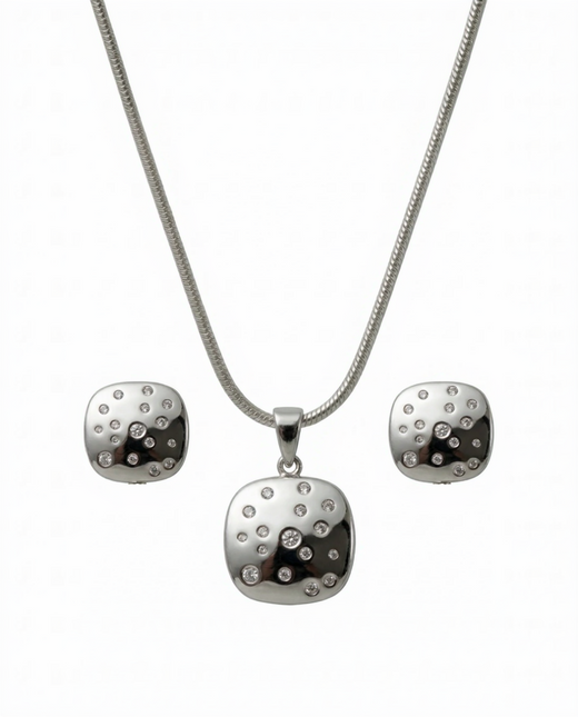 Silver Luna Dot Pendant Set