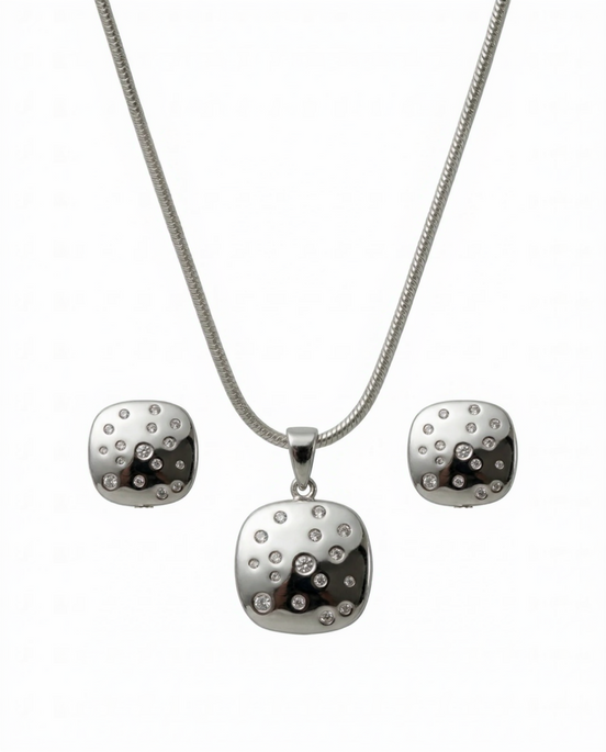 Silver Luna Dot Pendant Set