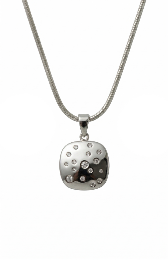 Silver Luna Dot Pendant Set