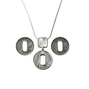 Silver Luna Shell Pendant Set