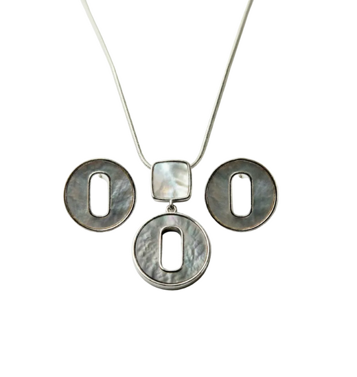 Silver Luna Shell Pendant Set
