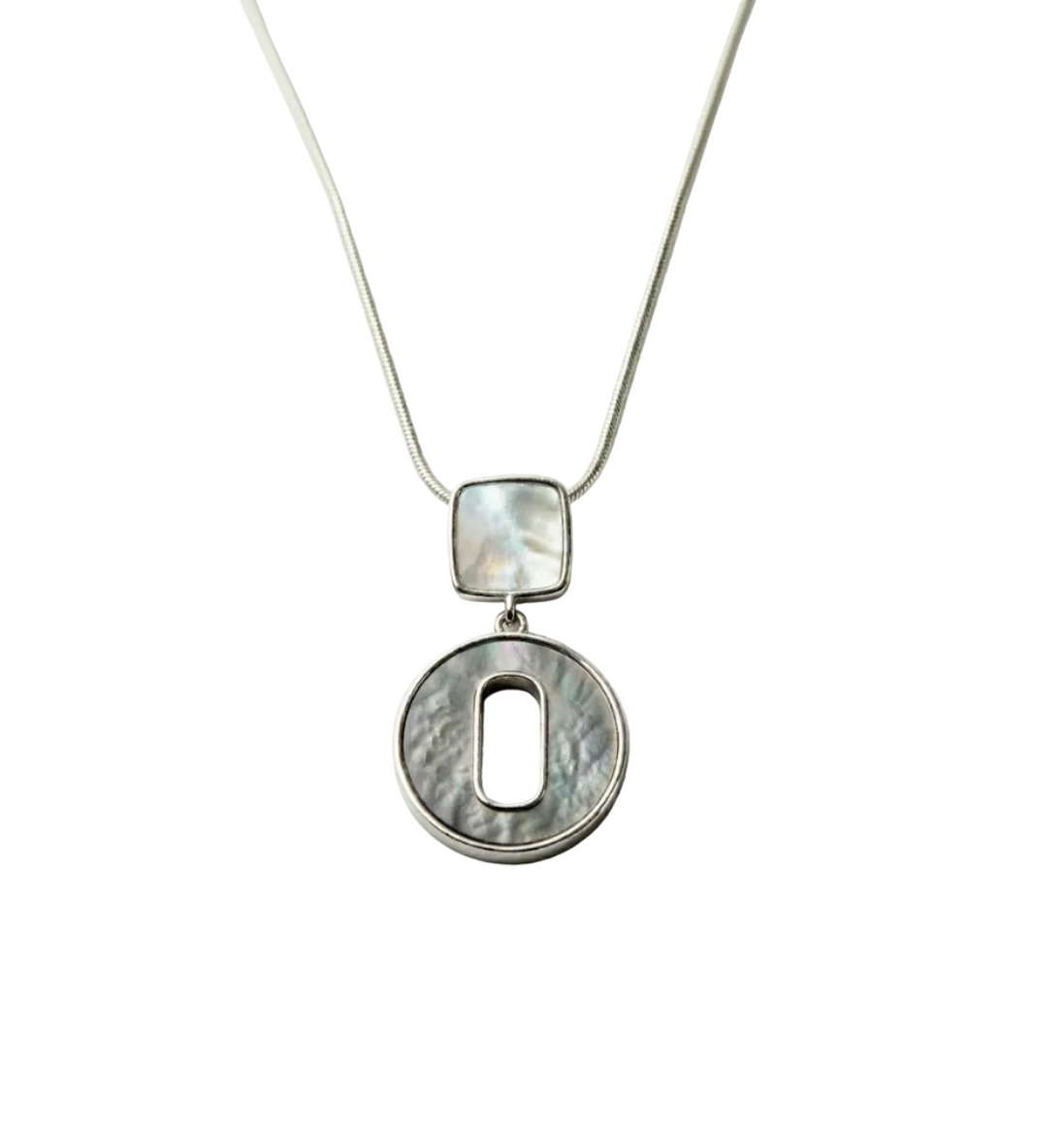 Silver Luna Shell Pendant Set