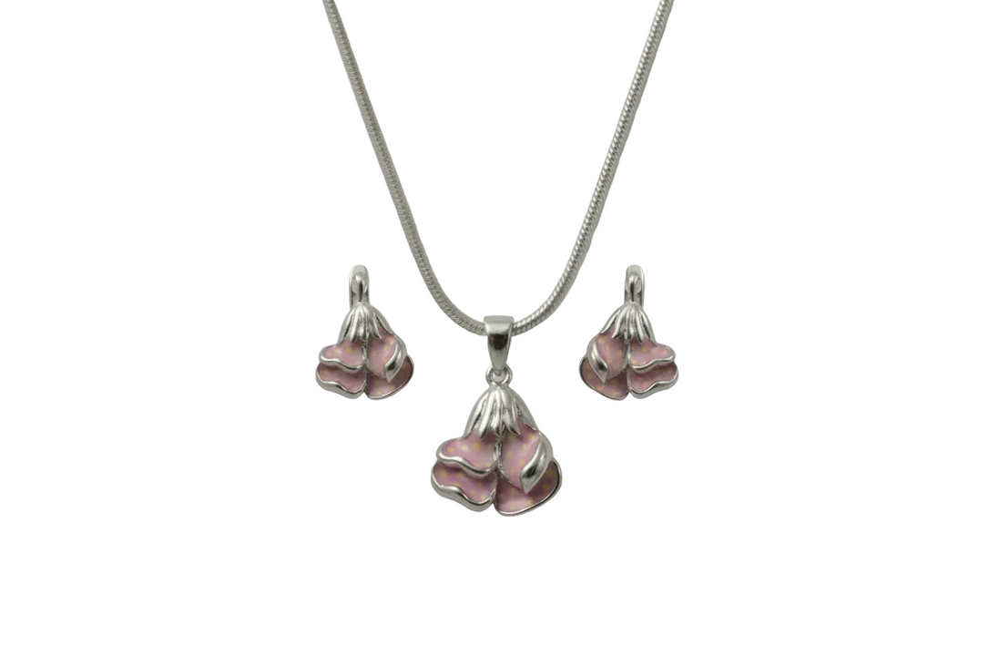 Silver Blush Blossom Pendant Set