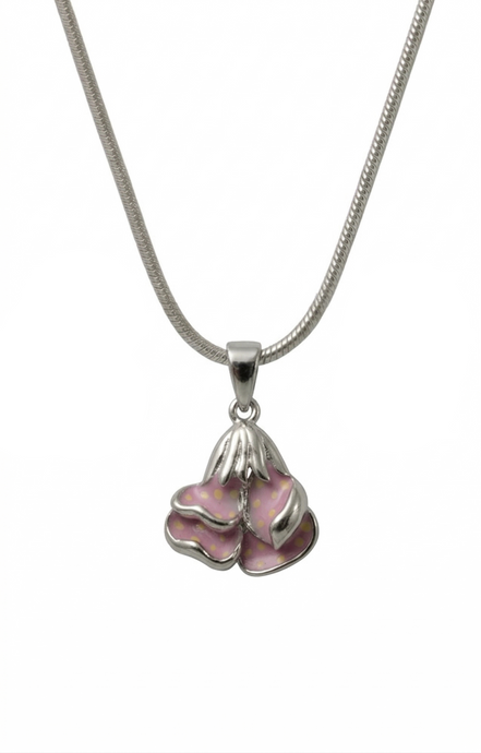 Silver Blush Blossom Pendant Set