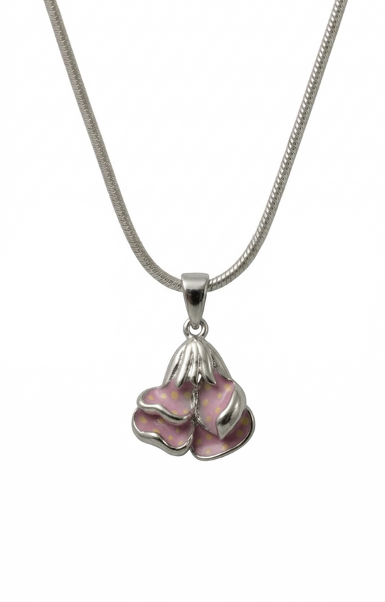 Silver Blush Blossom Pendant Set