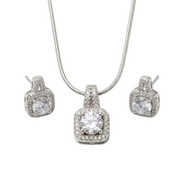 Siver Solitaire Pendant Set