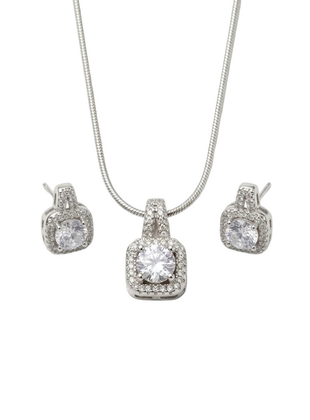 Siver Solitaire Pendant Set