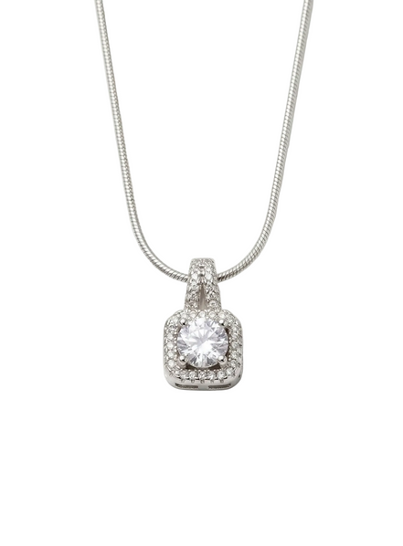 Siver Solitaire Pendant Set