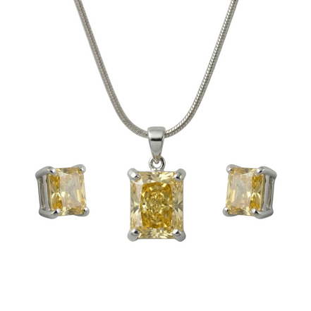Silver Citrine Glow Pendant Set