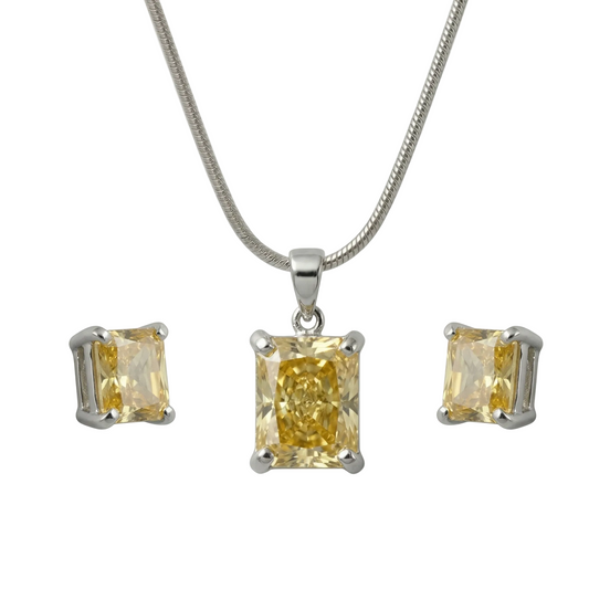 Silver Citrine Glow Pendant Set